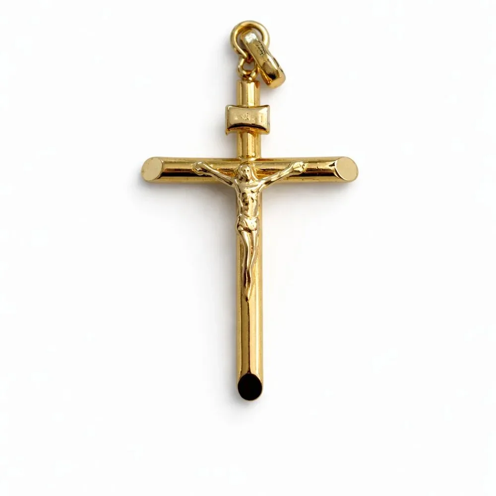 14K Gold Crucifix Cross Pendant w/ Corpus – Purchased at Vatican – 2g - Picture 1 of 4